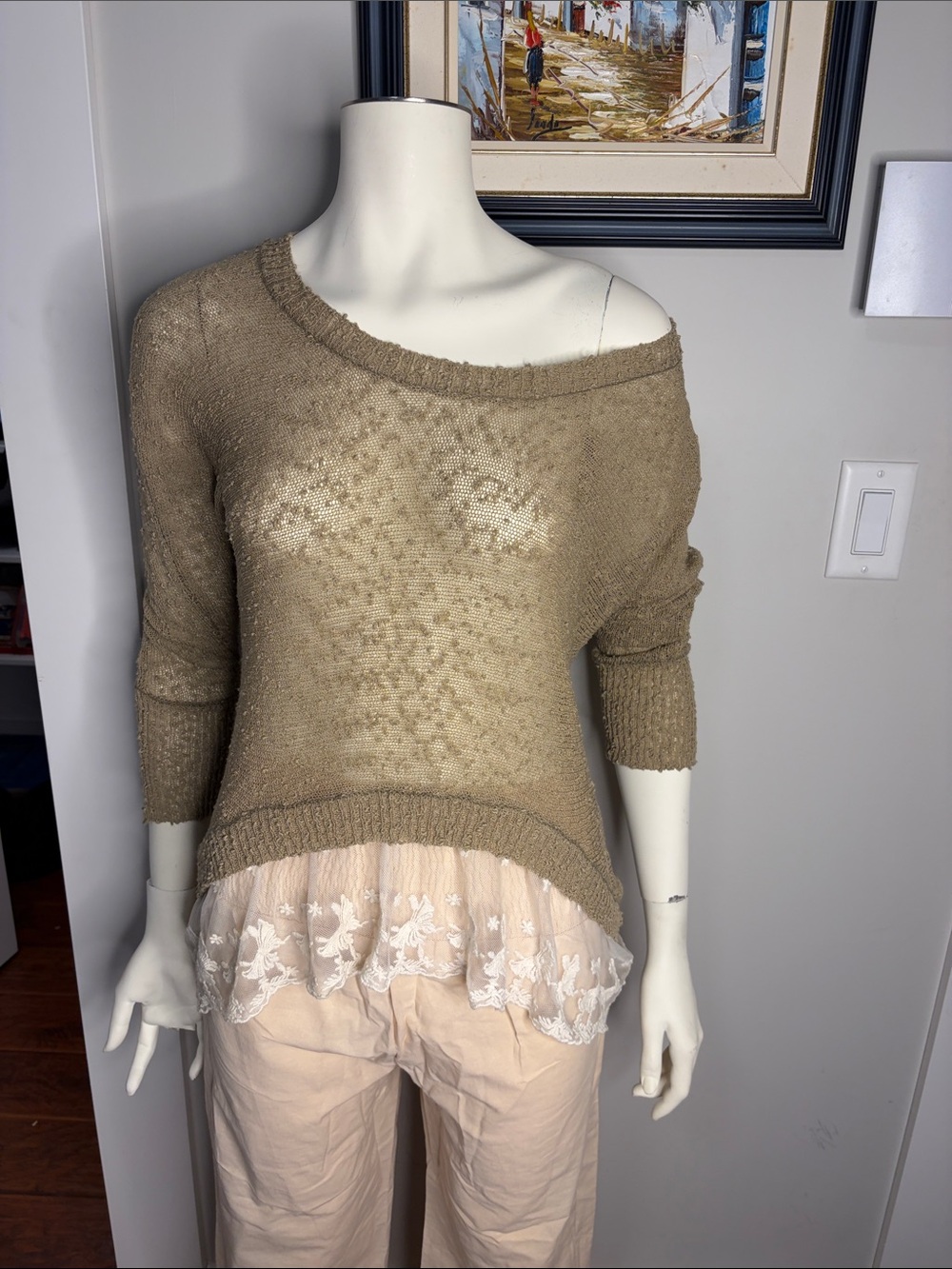 Boho knit with lace underlay